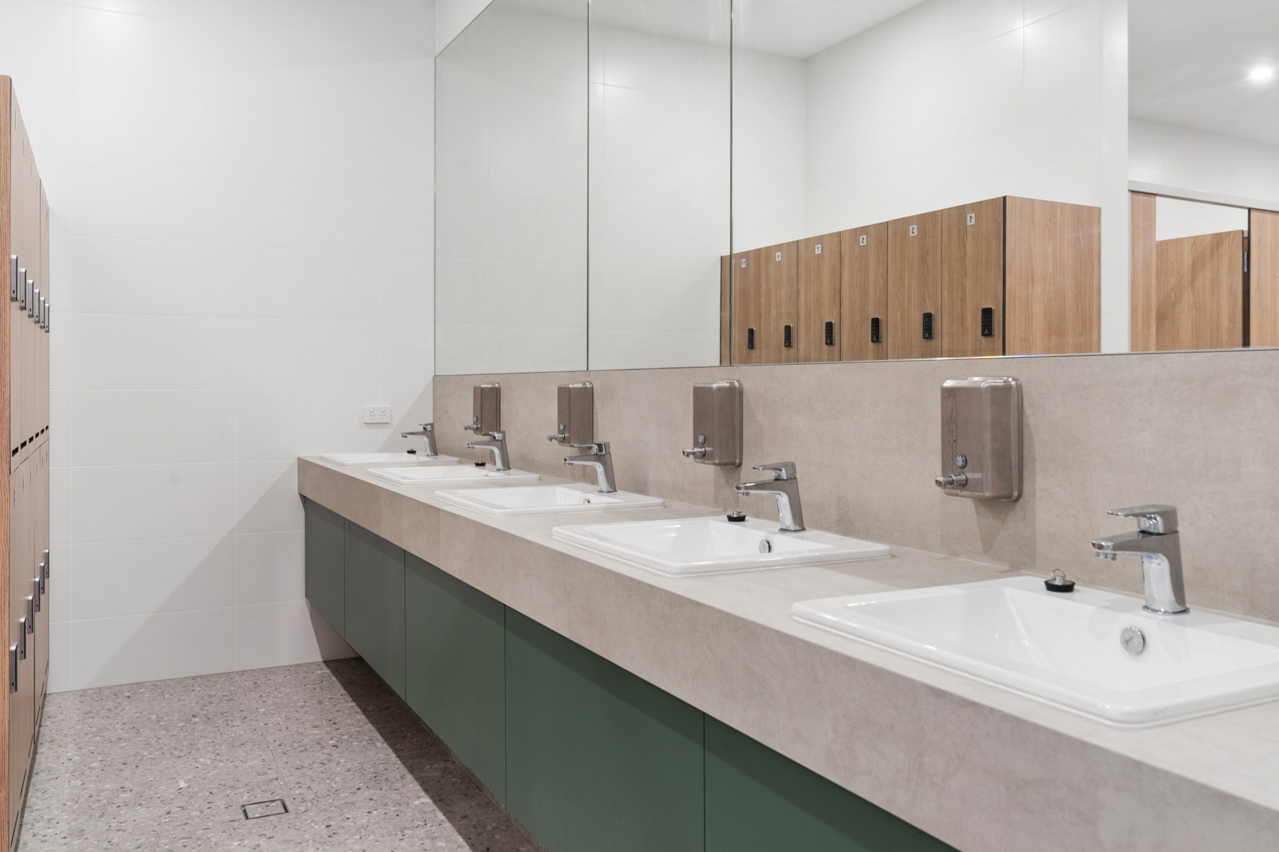 Washbasins and mirrors in the venue washroom